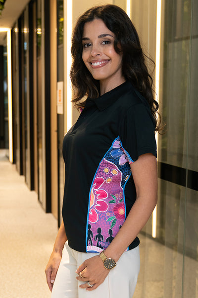 Thriving Together Black Bamboo (Simpson) Women's Fitted Polo Shirt