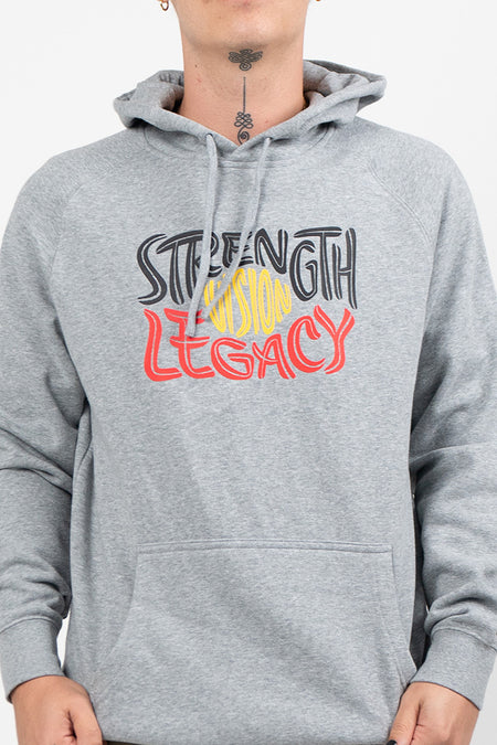 Strength, Vision & Legacy NAIDOC 2025 Grey Marle Cotton Blend Unisex Hoodie