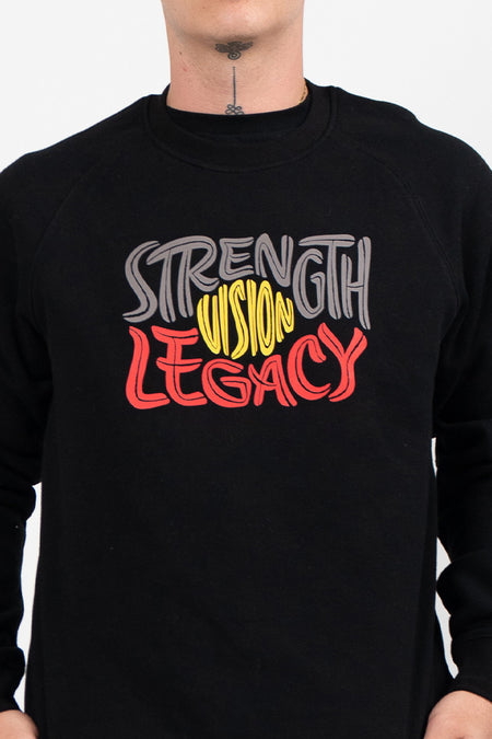 Strength, Vision & Legacy NAIDOC 2025 Black Cotton Blend Crew Neck Unisex Sweatshirt