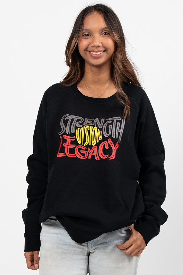 Strength, Vision & Legacy NAIDOC 2025 Black Cotton Blend Crew Neck Women's Sweatshirt