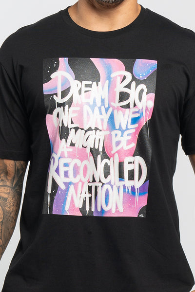 Reconciled Nation (Purple) Black Cotton Crew Neck Unisex T-Shirt