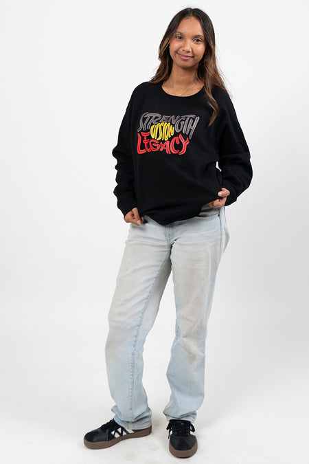 Strength, Vision & Legacy NAIDOC 2025 Black Cotton Blend Crew Neck Women's Sweatshirt