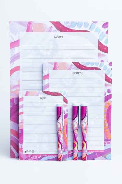 The Future Is Bright Notepad 3 Pack (A4, A5 & A6) with 3 Pack of Pens