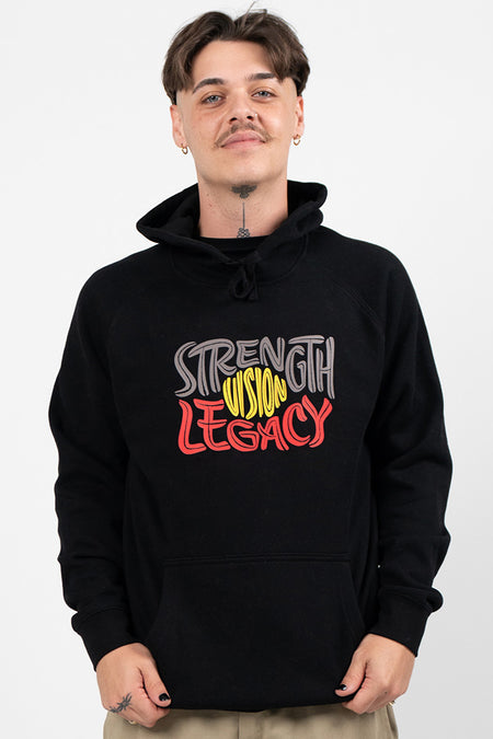 Strength, Vision & Legacy NAIDOC 2025 Black Cotton Blend Unisex Hoodie