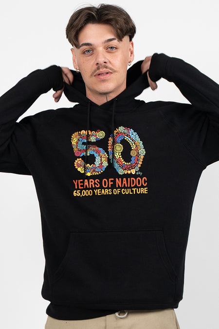 50 Years Of NAIDOC Black Cotton Blend Unisex Hoodie