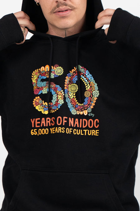50 Years Of NAIDOC Black Cotton Blend Unisex Hoodie