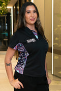 Muru To Our Biriwal (Pathway To Our Future) NAIDOC 2025 Black Bamboo (Simpson) Women's Fitted Polo Shirt