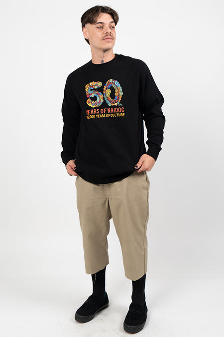 50 Years Of NAIDOC Black Cotton Blend Crew Neck Unisex Sweatshirt