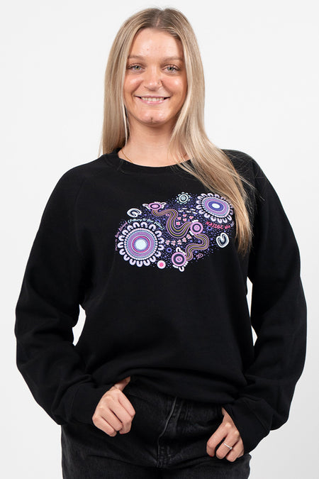 Muru To Our Biriwal (Path To Our Future) NAIDOC 2025 Black Cotton Blend Crew Neck Women's Sweatshirt