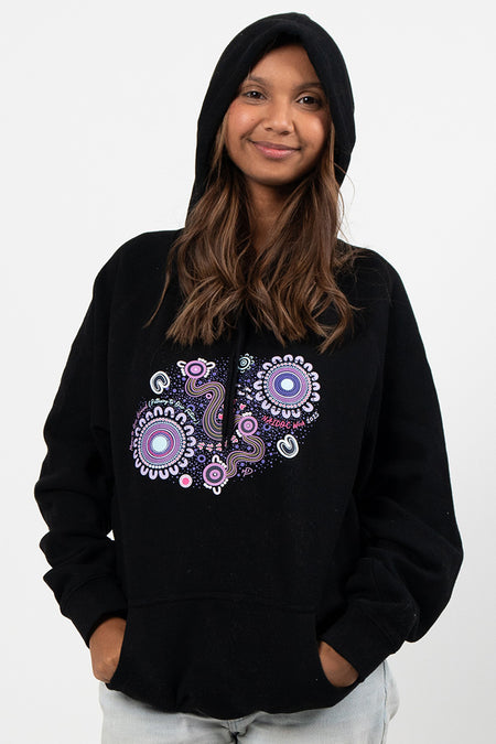 Muru To Our Biriwal (Path To Our Future) NAIDOC 2025 Black Cotton Blend Women's Hoodie