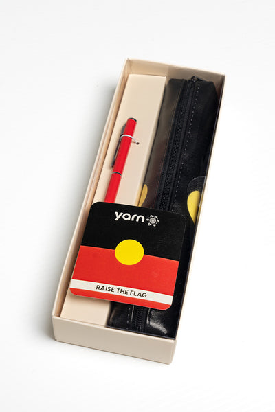 "Raise The Flag" Aboriginal Flag Small Rectangular Pencil Case with Pen