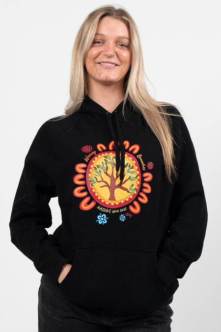Wurung (Branches) Circle NAIDOC 2025 Black Cotton Blend Women's Hoodie