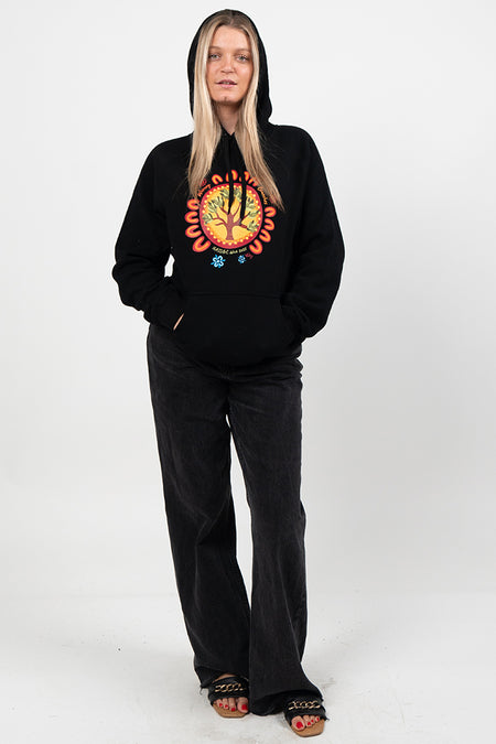 Wurung (Branches) Circle NAIDOC 2025 Black Cotton Blend Women's Hoodie