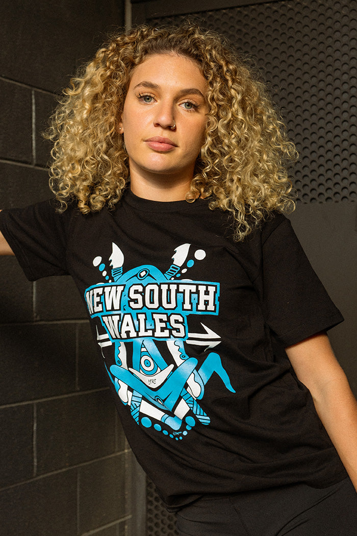 NSW Tribute Black Cotton Crew Neck Women's T-Shirt