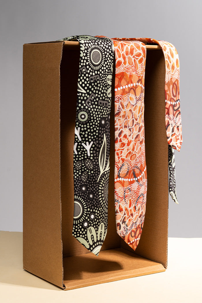 Gubarr (Red Ochre) Silk Gift Box (Tie, Pocket Square, Cufflinks)