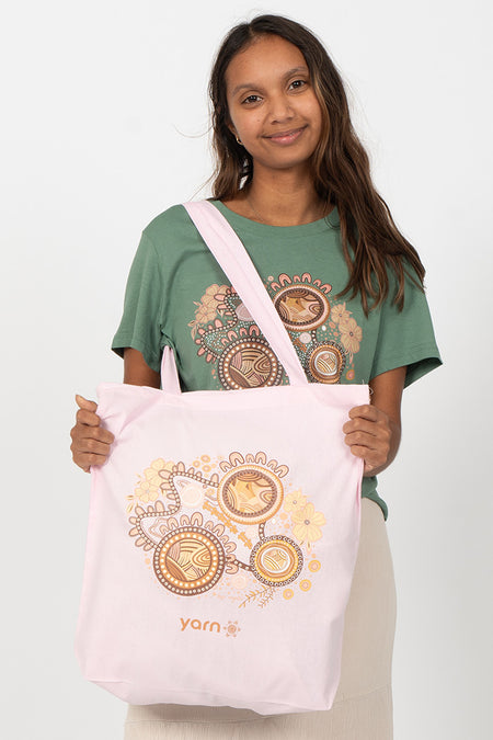 Rebirth Pink Long Handle Cotton Tote Bag