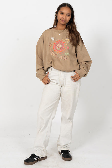 Igniting Our Journey Sand Cotton Blend Crew Neck Women's Sweatshirt