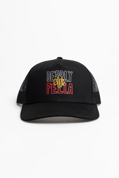 Deadly Blak-Fella Black Front Trucker Cap