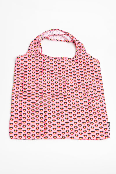 "Raise The Flag" Aboriginal Flag Pink Heart Print rPET Reusable Fold-Up Shopping Bag