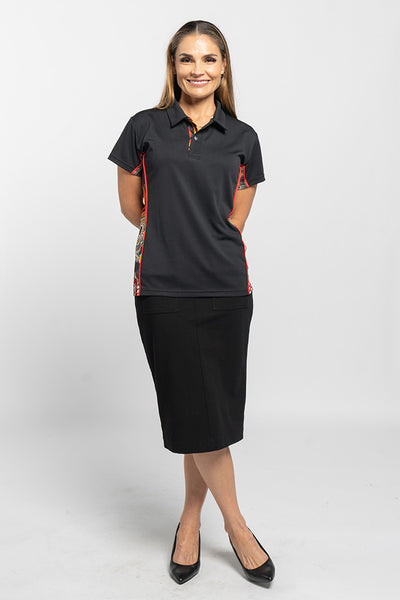 Generational Flames NAIDOC 2024 Black Bamboo (Simpson) Women's Fitted Polo Shirt