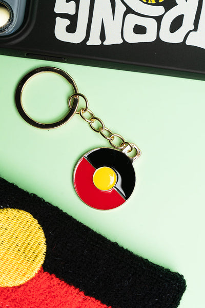 "Raise The Flag" Aboriginal Flag Circle Keyring - FREE GIFT