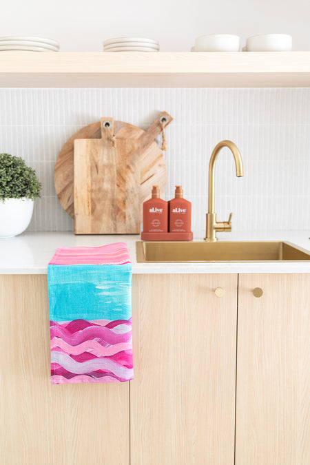 Sunset In The Bay Linen Blend Tea Towel