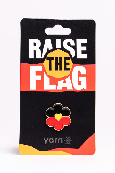 "Raise The Flag" Flower Heart Aboriginal Flag Lapel Pin
