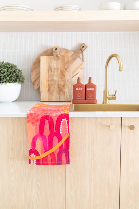 Walking On Country Linen Blend Tea Towel