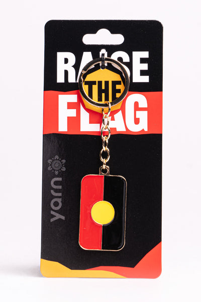 "Raise The Flag" Aboriginal Flag Rounded Keyring