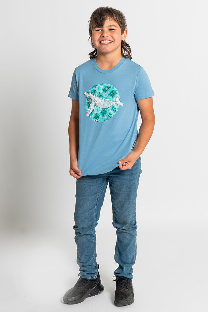 Migaloo 'Australian Wildlife Conservancy' Carolina Blue Cotton Crew Ne