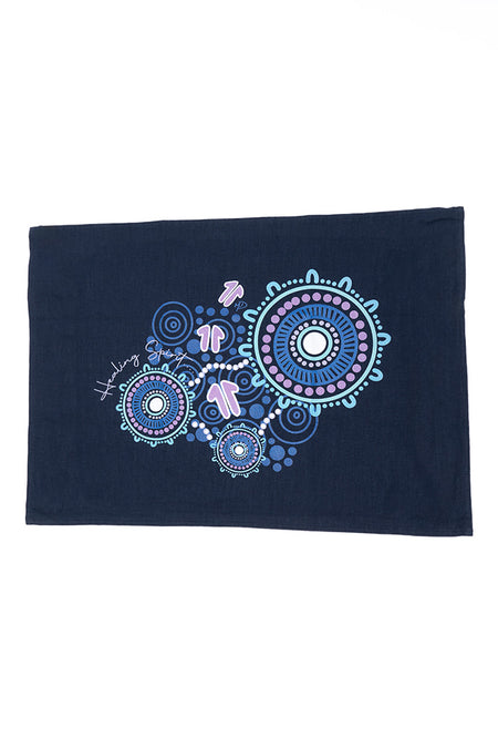 Healing Spirit Navy Linen Blend Tea Towel