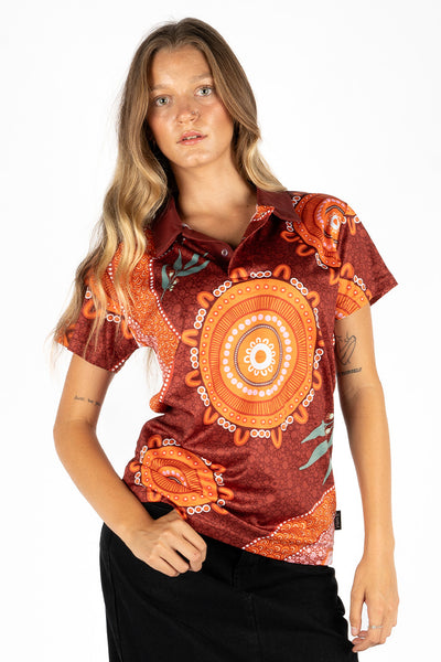 Healing On Country UPF50+ Women's Fitted Polo Shirt