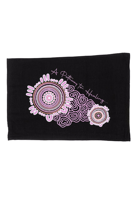 A Pathway To Healing Black Linen Blend Tea Towel