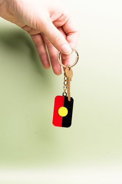 "Raise The Flag" Aboriginal Flag Rounded Keyring