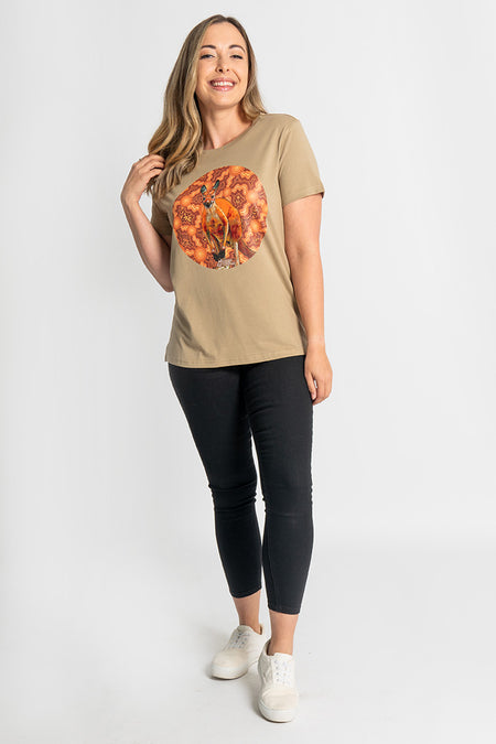 Kangaroo (Barra) 'Australian Wildlife Conservancy' Sand Cotton Crew Neck Women's T-Shirt