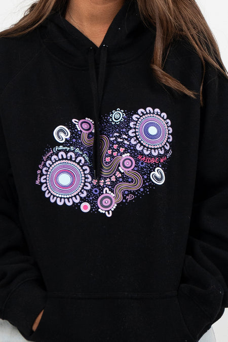 Muru To Our Biriwal (Path To Our Future) NAIDOC 2025 Black Cotton Blend Women's Hoodie