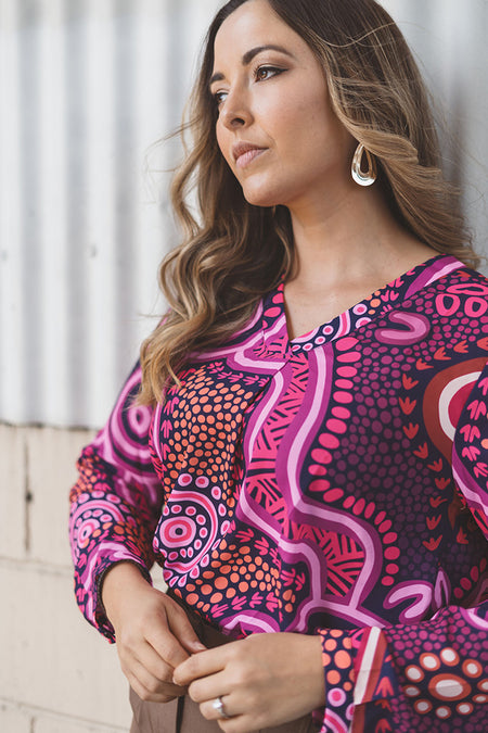 Forage V Neck Women's Long Sleeve Blouse