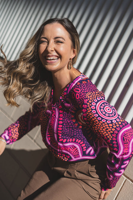 Forage V Neck Women's Long Sleeve Blouse