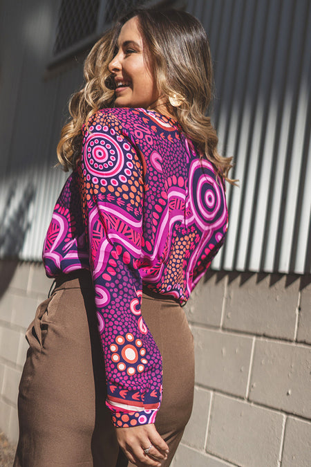 Forage V Neck Women's Long Sleeve Blouse