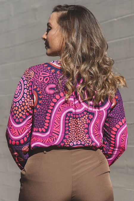 Forage V Neck Women's Long Sleeve Blouse