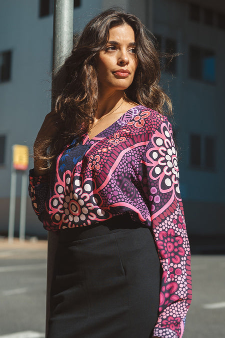 Friendship V Neck Women's Long Sleeve Blouse