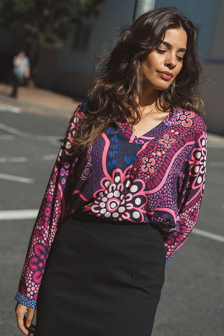 Friendship V Neck Women's Long Sleeve Blouse