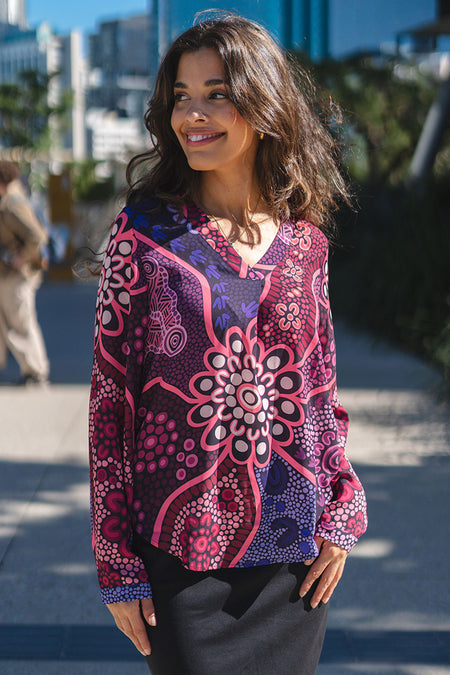 Friendship V Neck Women's Long Sleeve Blouse