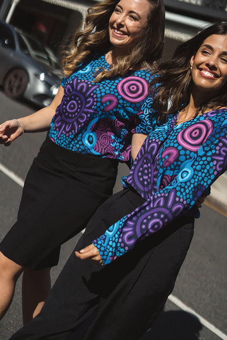 Flourish V Neck Women's Long Sleeve Blouse