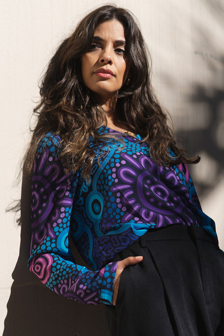 Flourish V Neck Women's Long Sleeve Blouse