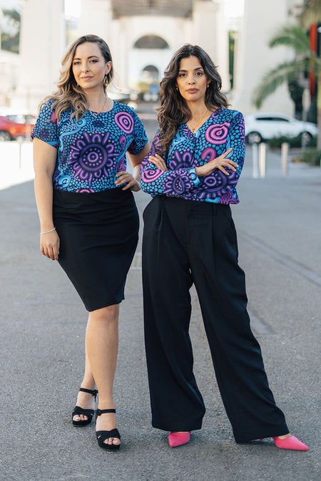 Flourish V Neck Women's Long Sleeve Blouse