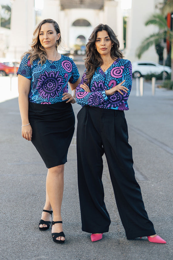 Flourish V Neck Women's Long Sleeve Blouse