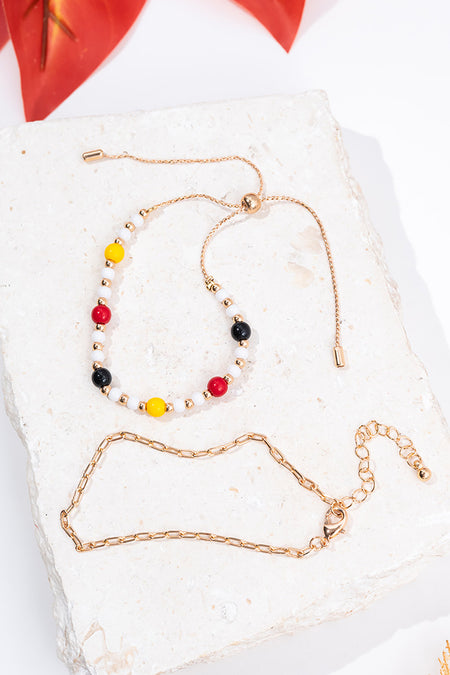 NAIDOC 2025 Beaded & Paperclip Bracelet (2 Pack)