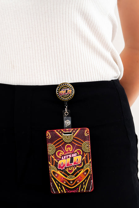 Maroon Warrior Retractable Card Holder with Clip