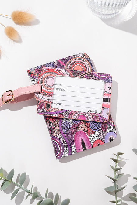 Pink Colours Passport Holder & Luggage Tag Boxed Set